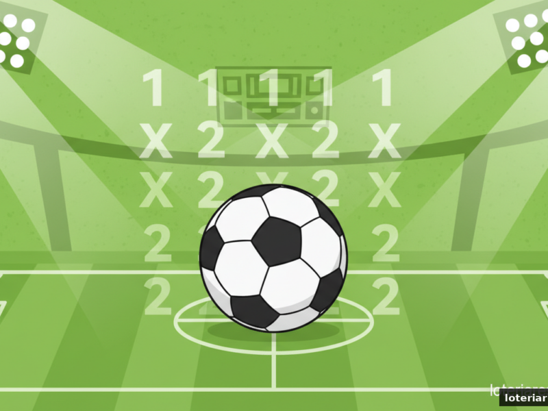 La Quiniela - balon de futbol con columnas 1-X-2, marca loteriaresultados.es